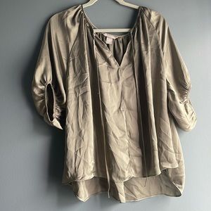 🤎tan/green business blouse